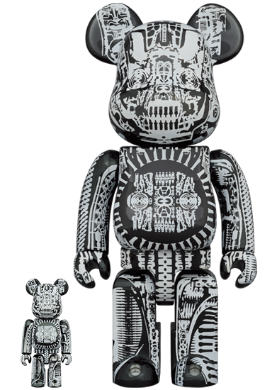 BEARBRICK HR GIGER BLACK CHROME 100%&400% - Toragon HE